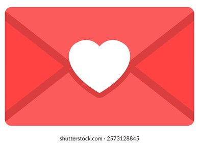 Pink love letter flat icon isolated on white background.