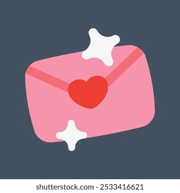 Carta de amor rosa en diseño de Vector plano