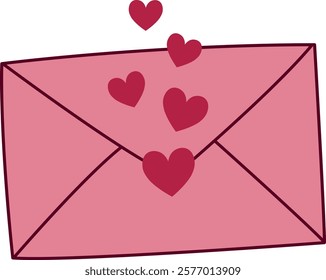 Pink Love Letter with Hearts Vector Graphic
