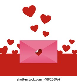 pink love letter icon design idea illustration with flat style