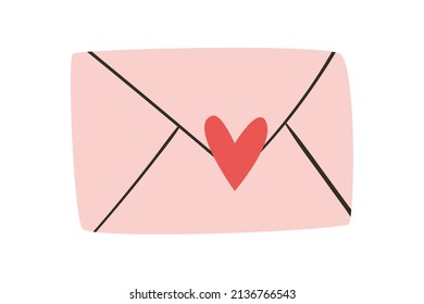 pink love letter with red heart