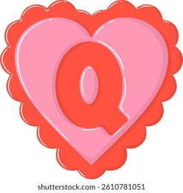 Pink Love Letter Vector Element Alphabet Q