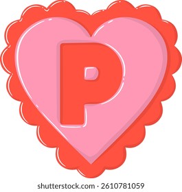 Pink Love Letter Vector Element Alphabet P