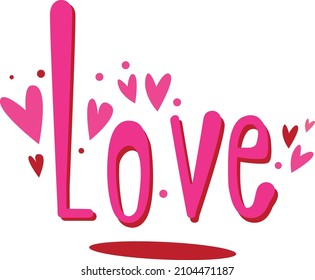 pink love lettering with hearts