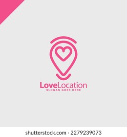 pink love location logo simple design idea