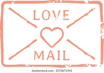 Pink love mail stamp featuring a heart symbol and diagonal lines expresses affection and romance through postal communication, capturing the essence of heartfelt connections and emotions