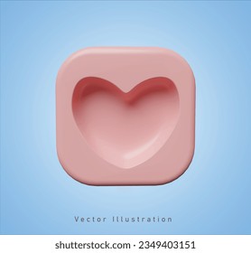 pink love mold in 3d vector illustration