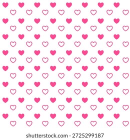 Pink Love Kontur Ikonenmuster, romantisches Liebesdesign für Valentinstag Hintergrund, süße und liebevolle Stimmung, geeignet für Dekorationen, flache Kunst Design Stil.
