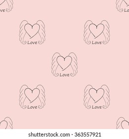 Pink love pattern hand drawn. Illustration vector