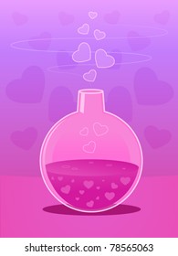 Pink Love Potion with Hearts. 