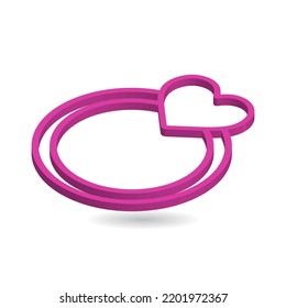Pink love ring icon. great for valentine, wedding, social media etc