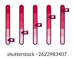 Pink love scales with different level. Vector isolated on white.