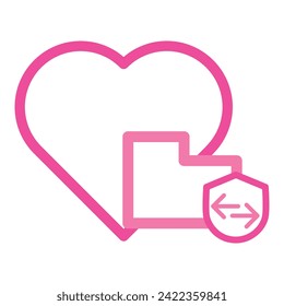 pink love security icon isolated on white background