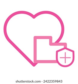 pink love security icon isolated on white background
