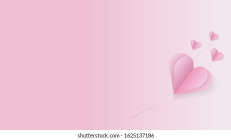 Pink love shaped paper floating with a gradient background. happy mother's day with a symbol of love. for greeting cards, banners, posters, wedding invitations. editable EPS 10 vector