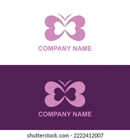 Pink love simple butterfly logo