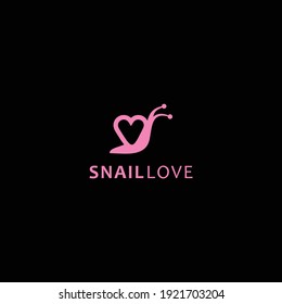pink love snail flat icon logo