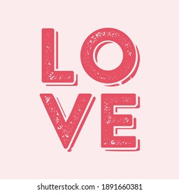 Pink love text. Vector illustration 
