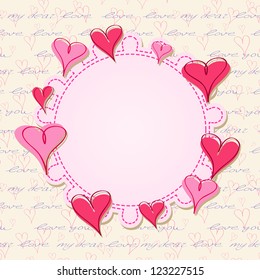 Pink Love Valentine Card with Hand Drawn Text Background