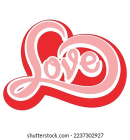 pink love word icon design vector forming a heart