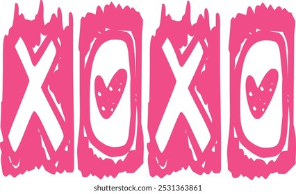 Pink LOVE, Pink xoxo, valentine t shirts design, Hand drawn lettering phrase, Valentine's day, Calligraphy t shirt design, Valentine's Day Isolated on white background, Files for Cutting Artwork