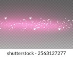 Pink lovely background with hearts bokeh and glitter. Pastel vector fantasy gradient for Valentine Day. Romantic blurred sky with sparkles and stars.