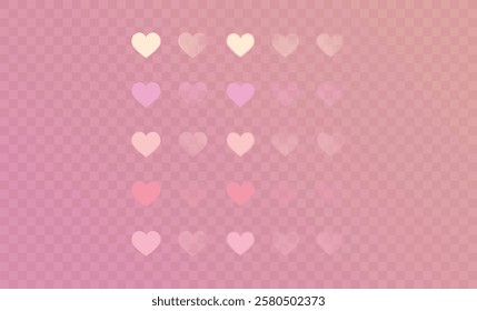 Pink lovely background with hearts bokeh and glitter. Pastel vector illustration fantasy gradient for Valentine Day. Romantic blurred sky with sparkles and stars. Valentine's Day, Mother's Day.