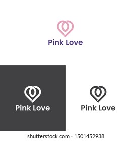 Pink Lover Logo Design For Application Or Beauty.