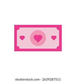 Pink love-themed currency note vector, great for finance and dating concepts, or Valentine’s discounts.