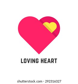 pink loving heart symbol like postcard. concept of greeting, care, mother love, relationship, birthday odd job. isolated on white background. flat style trend modern logo design vector illustration