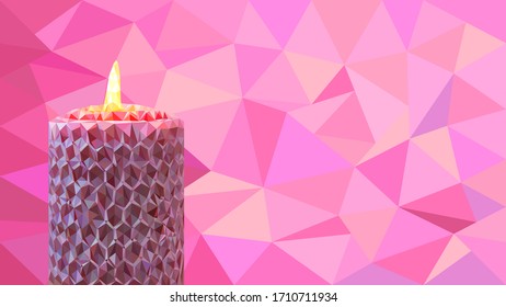 Fondo abstracto rosado de poligón bajo con vela rosa y lugar para texto