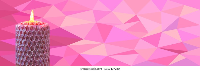 Banner abstracto de color rosa bajo con vela de polígono rosa y lugar para texto