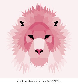 Pink low poly lion
