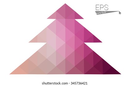 Pink low polygon style christmas tree vector illustration consisting of triangles . Abstract triangular polygonal origami or crystal design of New Years celebration. Isolated on white background. Pink low polygon style christmas tree vector illustration consisting of triangles . Abstract triangular polygonal origami or crystal design of New Years celebration. Isolated on white background.