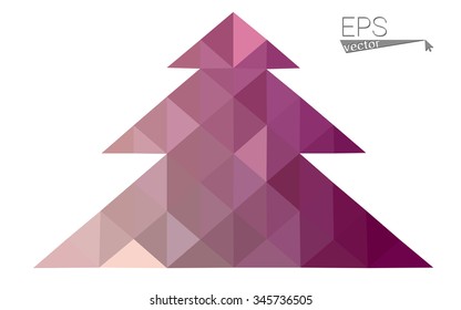 Pink low polygon style christmas tree vector illustration consisting of triangles . Abstract triangular polygonal origami or crystal design of New Years celebration. Isolated on white background. Pink low polygon style christmas tree vector illustration consisting of triangles . Abstract triangular polygonal origami or crystal design of New Years celebration. Isolated on white background.