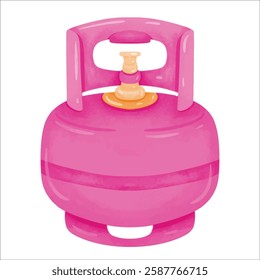 Pink LPG gas cylinder bottle illustration vector, gambar tabung gas LPG pink, elpiji 3 kg, gas tank clip art
