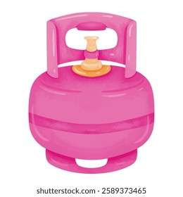 Pink LPG gas cylinder bottle illustration vector, gambar tabung gas LPG pink, elpiji 3 kg, gas tank clip art