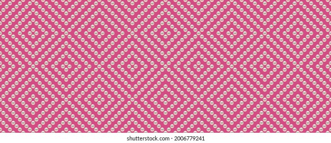 Pink luxury background with pearls and rhombuses. Seamless vector illustration. 
