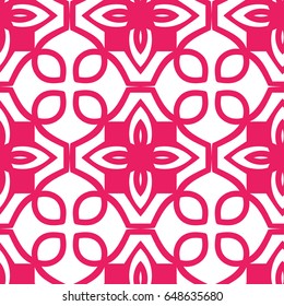 Pink  luxury background seamless with ornamental pattern on white