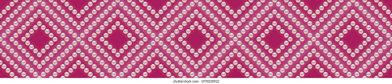 Pink luxury background with small pearls and rhombuses. Seamless vector illustration. 