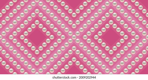 Pink luxury background with small pearls and rhombuses. Seamless vector illustration. 