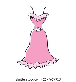 Pink Luxury Fashionable Cocktail Gown Dress Isolated Vector, Haute Couture Vogue And Glamour.