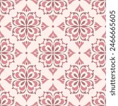 Pink luxury vector seamless pattern. Ornament, Traditional, Ethnic, Arabic, Turkish, Indian motifs. Great for fabric and textile, wallpaper, packaging design or any desired idea.