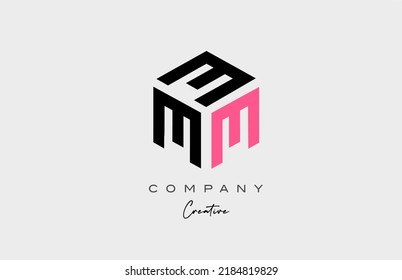 diseño de icono de logotipo de letra alfabética rosa M de tres letras. Plantilla creativa para el negocio 