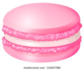 Pink macaron with cream illustration