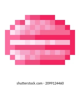 Arte de píxeles de macaron rosa. Ilustración vectorial. Día de San Valentín.