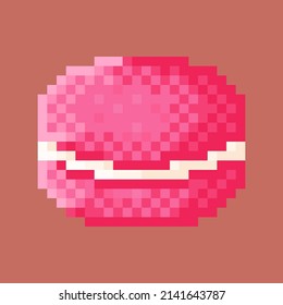 Pink macaron pixel art. Vector illustration. Valentine's Day.