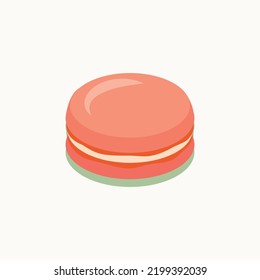 Pink Macaroon Icon. Flat Illustration.