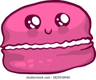Pink macaroon, illustration, vector on white background