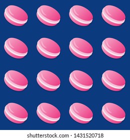 Pink macaroon seamless pattern vector illustration. Macaroons pattern with shadow seamless background, pattern for textile, fabric, wrapping paper, wallpaper, packaging. Vector EPS 10.